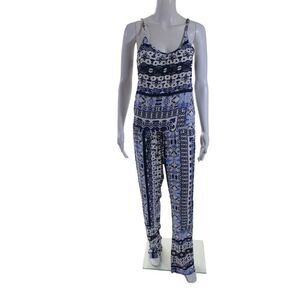 Felicite Women's Scoop Neck Spaghetti Straps Cinch Waist Jumpsuit Floral Size 2